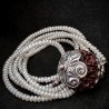 Lange Keshi-Perlenkette mit Rudraksha & Silber | buddhapearls