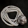 Lange Keshi-Perlenkette mit Rudraksha & Silber | buddhapearls
